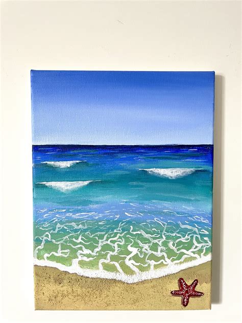 acrylic beach scene paintings|homemade beach scene painting.